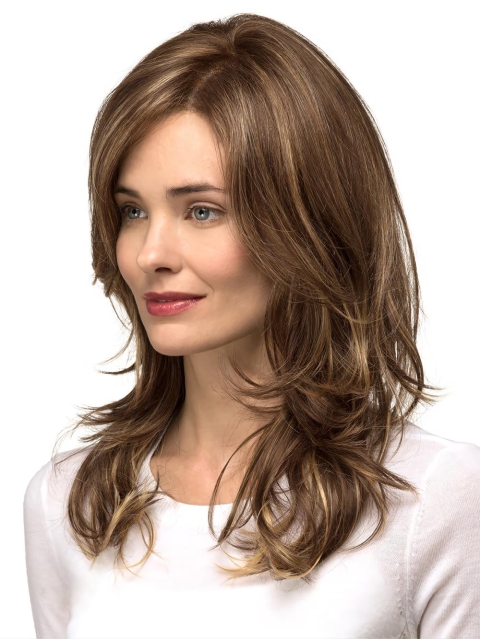 14'' Long Wavy Monofilament Lace Front Layered Heat Friendly Synthetic  Women Wigs