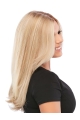 16'' Wavy Without Bangs 100% Hand-Tied Long Blonde Human Hair  Women Wig