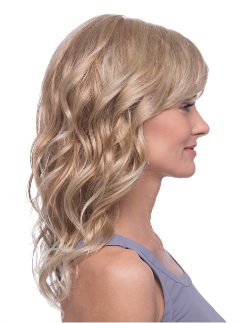 Wavy Ombre/2 Tone Layered Monofilament Medium Length Synthetic Women Wigs