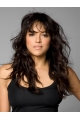 18" Wavy Brown Monofilament Human Hair Women Michelle Rodriguez Wigs