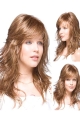 15''Hairstyles Auburn Wavy With Bangs Capless Long Human Hair Wigs