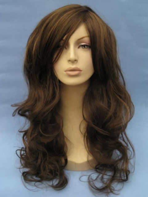 18'' Preferential Brown Wavy Without Bangs Capless Long Synthetic Beyonce Wigs