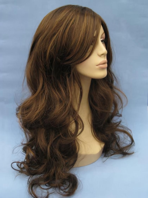 18'' Preferential Brown Wavy Without Bangs Capless Long Synthetic Beyonce Wigs