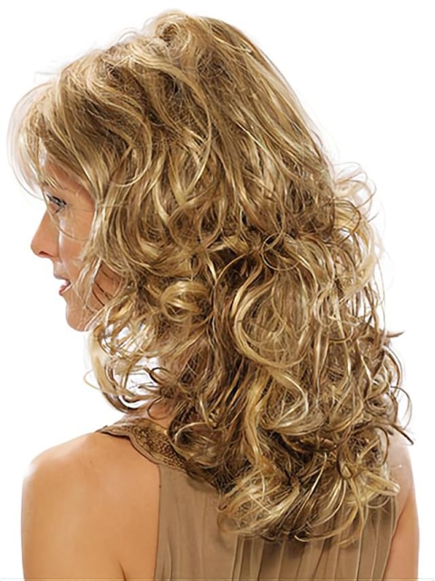 Modern Blonde Wavy With Bangs Capless Long Classic Synthetic Women Wigs