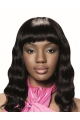 14'' Wavy With Bangs Capless Black Human Hair African American Women Wigs