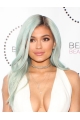 16'' Gorgeous Long Wavy Without Bangs Lace Front Synthetic Grey Kylie Jenner Inspired Wigs