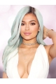 16'' Gorgeous Long Wavy Without Bangs Lace Front Synthetic Grey Kylie Jenner Inspired Wigs