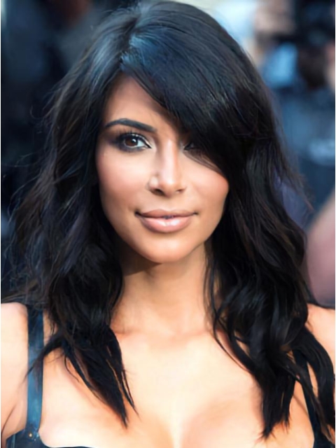 16'' Stylish Long Loose Wave Capless Kim Kardashian's Human Hair Wig 