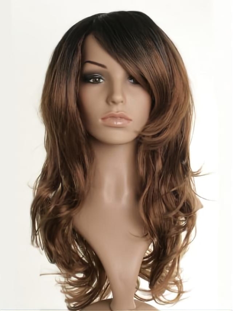 24'' Nice Brown Wavy Capless Long Synthetic Women Celebrity Wigs