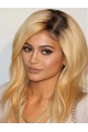 Affordable Long Wavy Without Bangs Lace Front Blonde Layered Synthetic Kylie Jenner Inspired Wigs