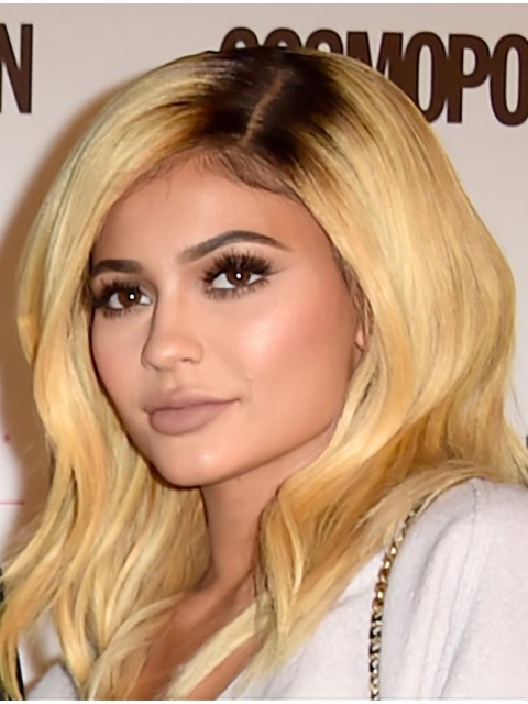 Affordable Long Wavy Without Bangs Lace Front Blonde Layered Synthetic Kylie Jenner Inspired Wigs