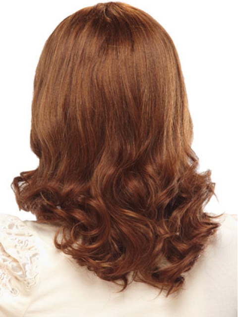 High Quality Auburn Wavy With Bangs Long Glueless Full Lace Human Hair Wigs