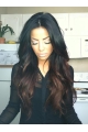 24'' Long Wavy Without Bangs Full Lace 100% Human Hair Ombre Color Wigs