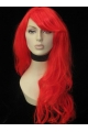 Bright Red Long Wavy Capless Human Hair Women Wigs