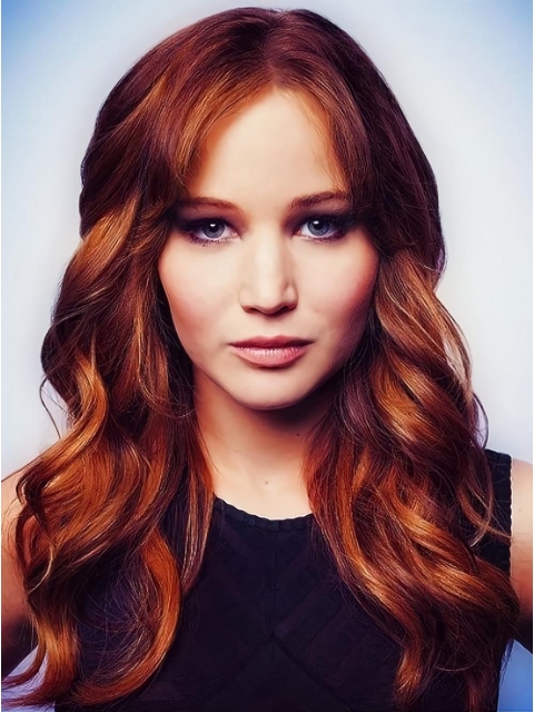 20'' Trendy Long Wavy Without Bangs Capless Copper Human Hair Wigs 