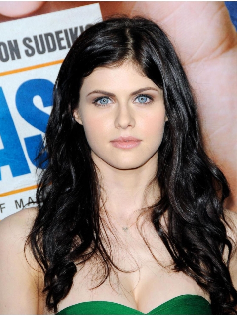 28" Black Wavy Without Bangs Capless Synthetic Alexandra Anna Daddario Wigs