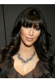 18'' Wavy With Bangs Black Capless 100% Human Hair Kim Kardashian Wigs