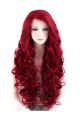 24 Inches Long Wavy Without Bangs Lace Front Red Synthetic Women Wigs