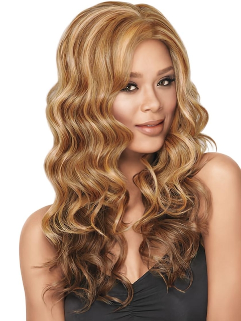 22'' Easy Blonde Wavy Without Bangs Capless Long Synthetic Women Wigs