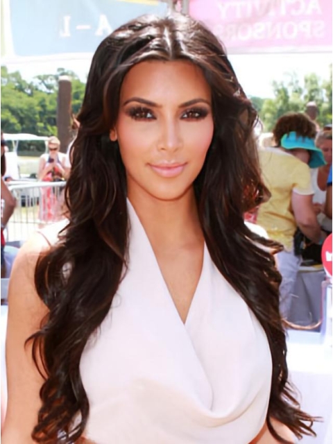 24'' Wavy Without Bagns Lace Front Synthetic Kim Kardashian Pretty Wigs 