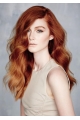 20'' Great Long Wavy Hand Tied Copper Human Hair Wigs 