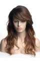 20'' Wavy With Bangs  Monofilament Top Long Ombre Hair Color Human Hair Wigs