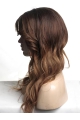 20'' Wavy With Bangs  Monofilament Top Long Ombre Hair Color Human Hair Wigs