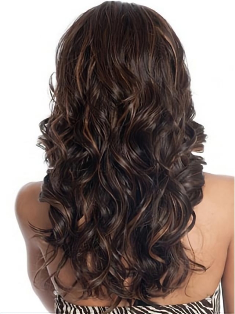 Brown Wavy Long Human Hair Lace Front Wigs