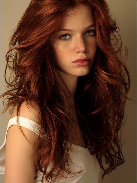 Popular Long Wavy Lace Front Copper Wigs 20 Inch