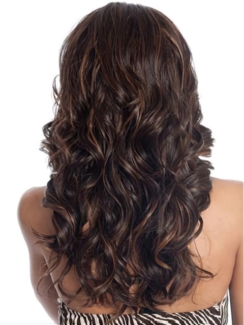 Mature Auburn Wavy Indian Remy Hair Long Wigs