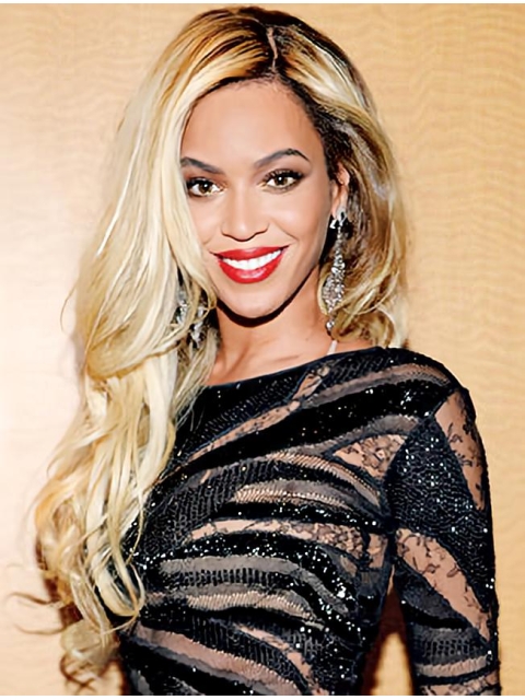 High Quality Long Wavy Blonde Without Bangs Beyonce Inspired Wigs