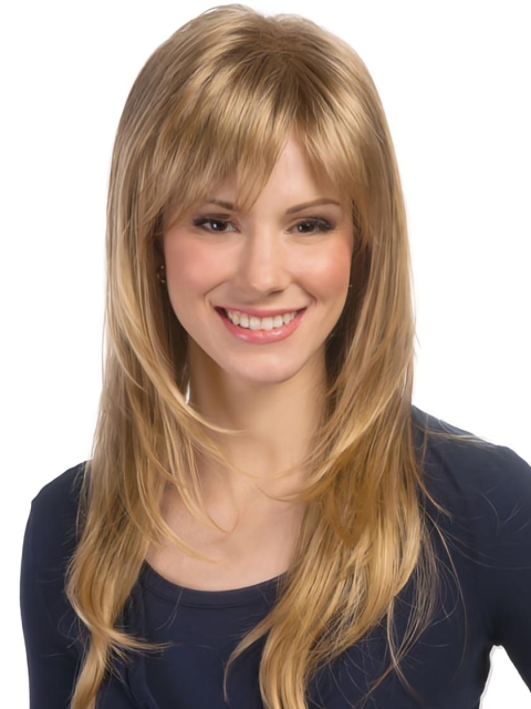 Fashionable Blonde Wavy Synthetic Long Wigs