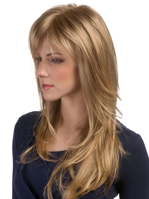 Fashionable Blonde Wavy Synthetic Long Wigs