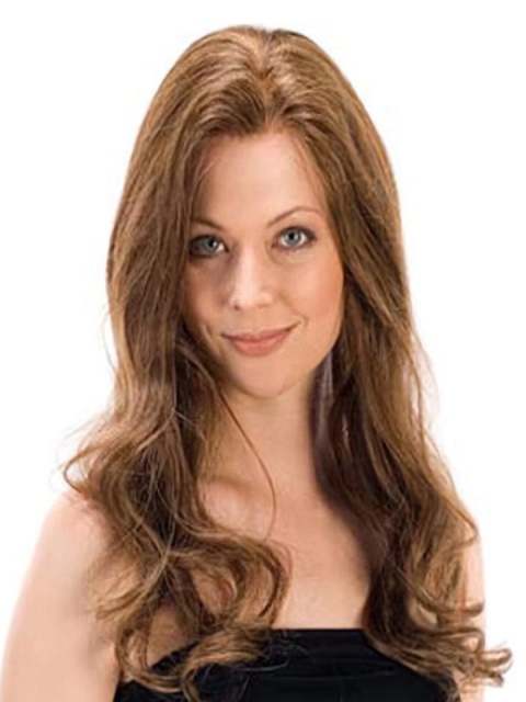 Sleek Remy Human Hair Brown Wavy Long Wigs