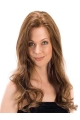 Sleek Remy Human Hair Brown Wavy Long Wigs