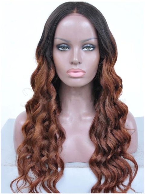 24" Long Wavy Full Lace Wigs Ombre African American Wigs