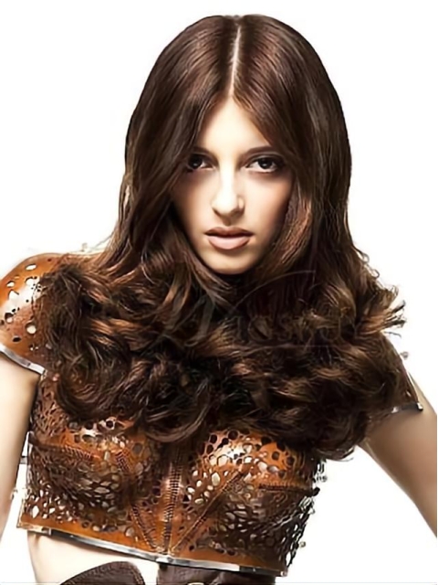 Elegant Auburn Wavy Long Celebrity Wigs