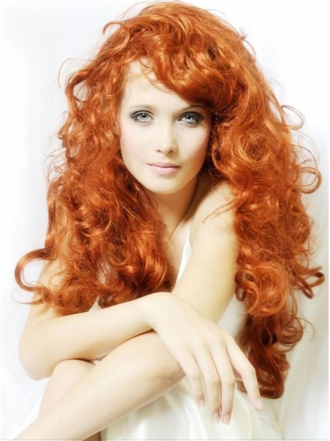 Durable Long Wavy Lace Front Copper Wigs 24 Inch