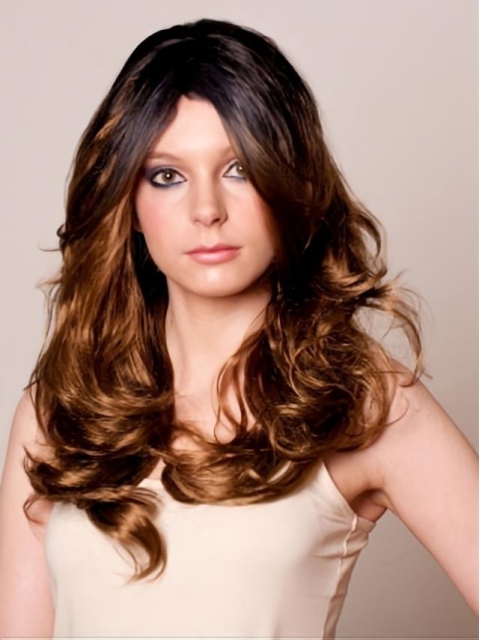 Trendy Brown Wavy Long Celebrity Wigs