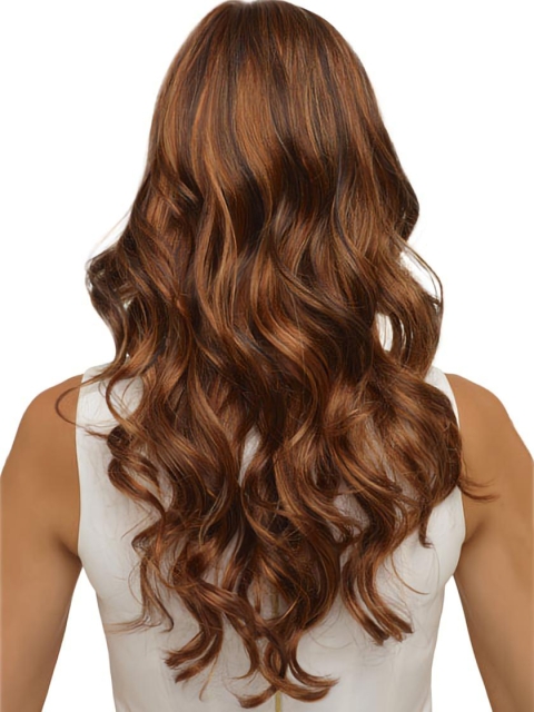 Auburn Wavy Synthetic Long Wigs