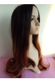 Suitable 24 Inch long Wavy Style Lace Front 100% Remy Hair Ombre Wigs