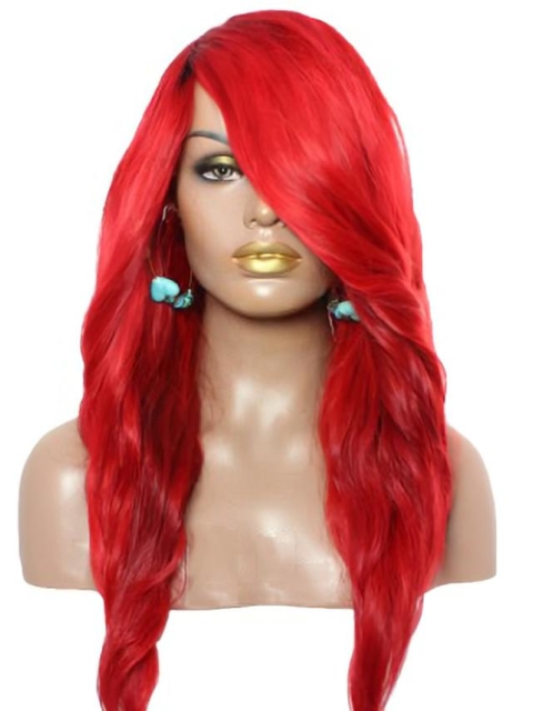 22 Inches With Side Bangs Lace Front Synthetic Wigs