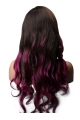 Purple Ombre Long Wavy Virgin Human Hair Full Lace Wig