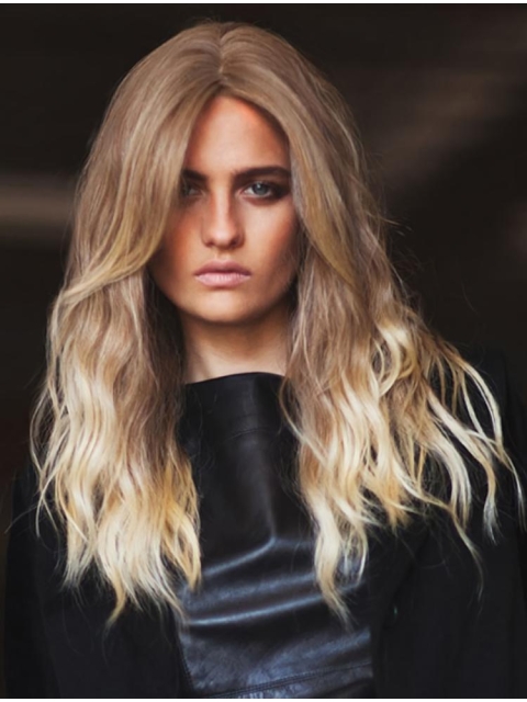 Wonderful Long Wavy Blonde Comfortable Without Bangs Wigs