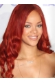 Rihanna Red Long Wavy Lace Front Human Hair Wigs