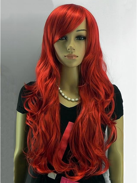 24 Inches Long Wavy Capless Synthetic Red Wigs