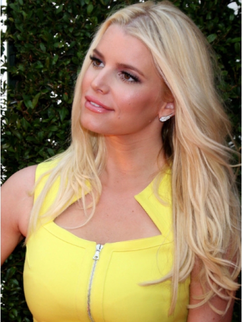 Jessica Simpson Girlish and Intellectual 100% Human Remy Hair Long Layered Straight Lace Wig about 20 Inches