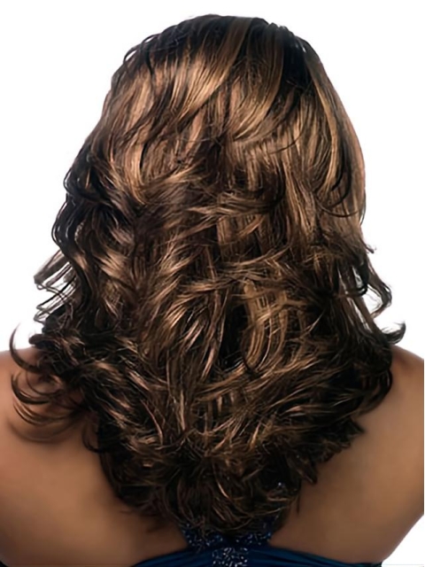 Fashion Brown Wavy Long African American Wigs