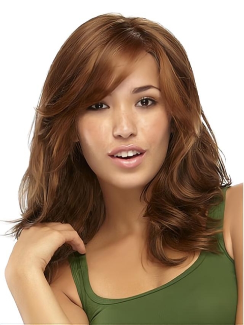 No-fuss Brown Wavy Long Synthetic Wigs