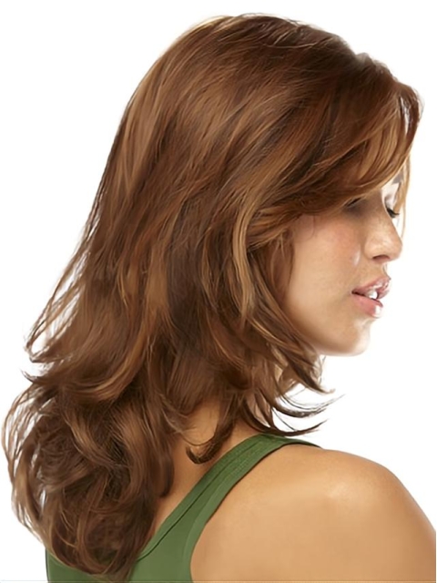 No-fuss Brown Wavy Long Synthetic Wigs